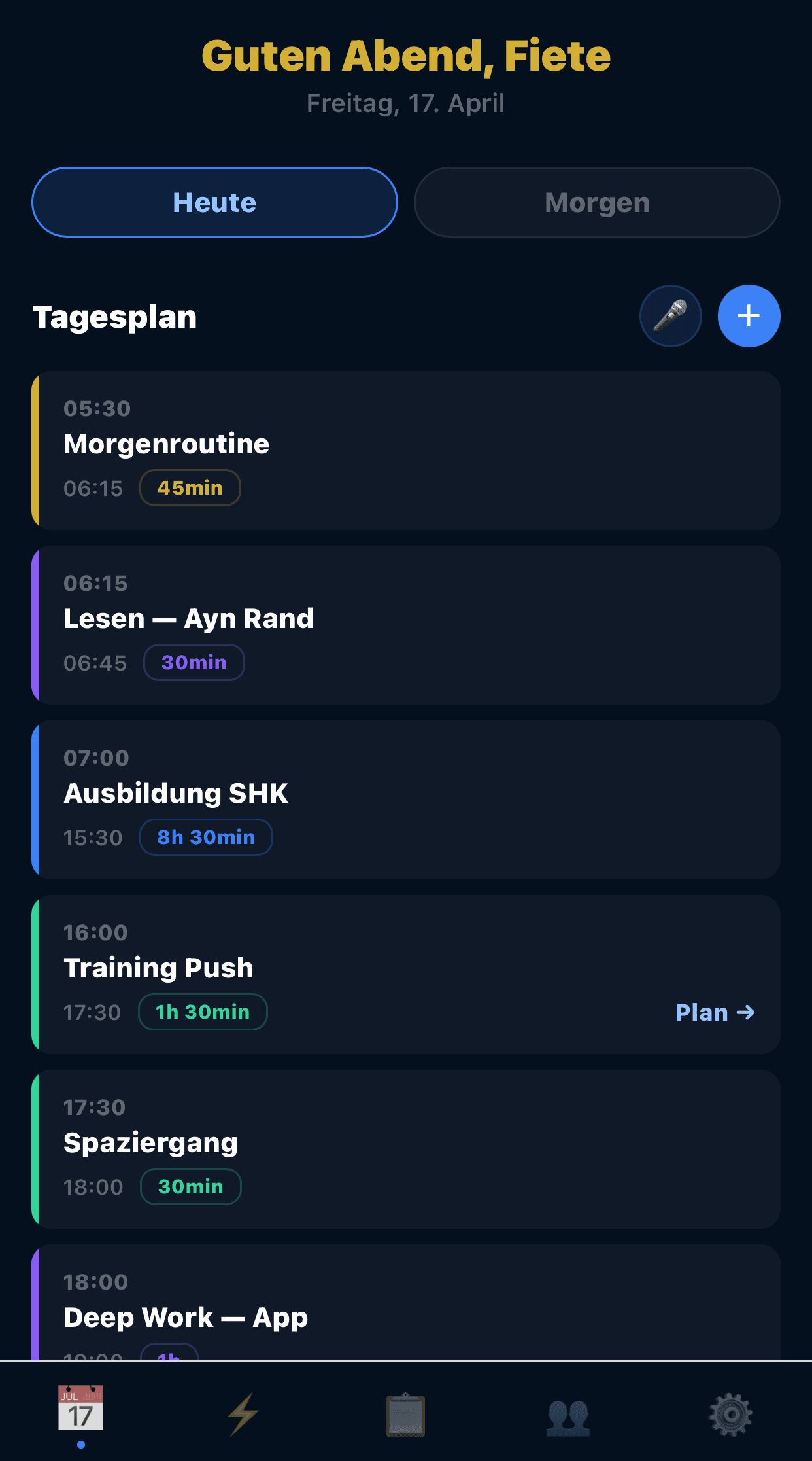 Self Planner Tagesplan